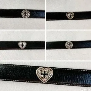Brighton Black Leather Belt with Silver Heart and Circle Large Stud Detail, 30”L Brighton | Accessories | Brighton Black Leather Belt With  main image 3